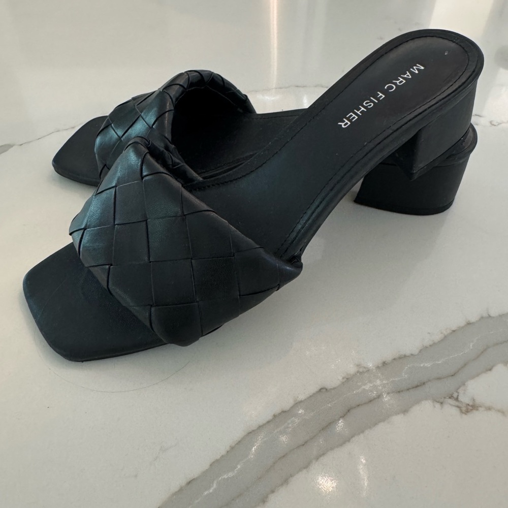 Marc Fisher Women's Black Woven Sandals